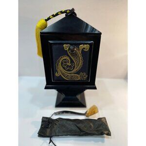 Decorative Persian Paisley Lantern Shaped Lacquerware Box w/ Shell spoon